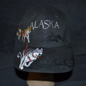 Alaska Dog Team Husky Sled Musher Arctic Embroidered Black Hat